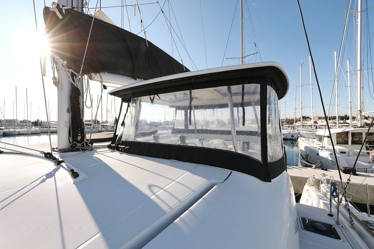 Cockpit of Fat Cat, a Lagoon 42 catamaran at Općina Sukošan, Croatia