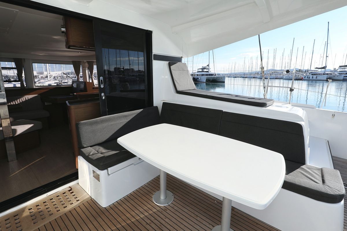 Deck of Fat Cat, a Lagoon 42 catamaran at Općina Sukošan, Croatia