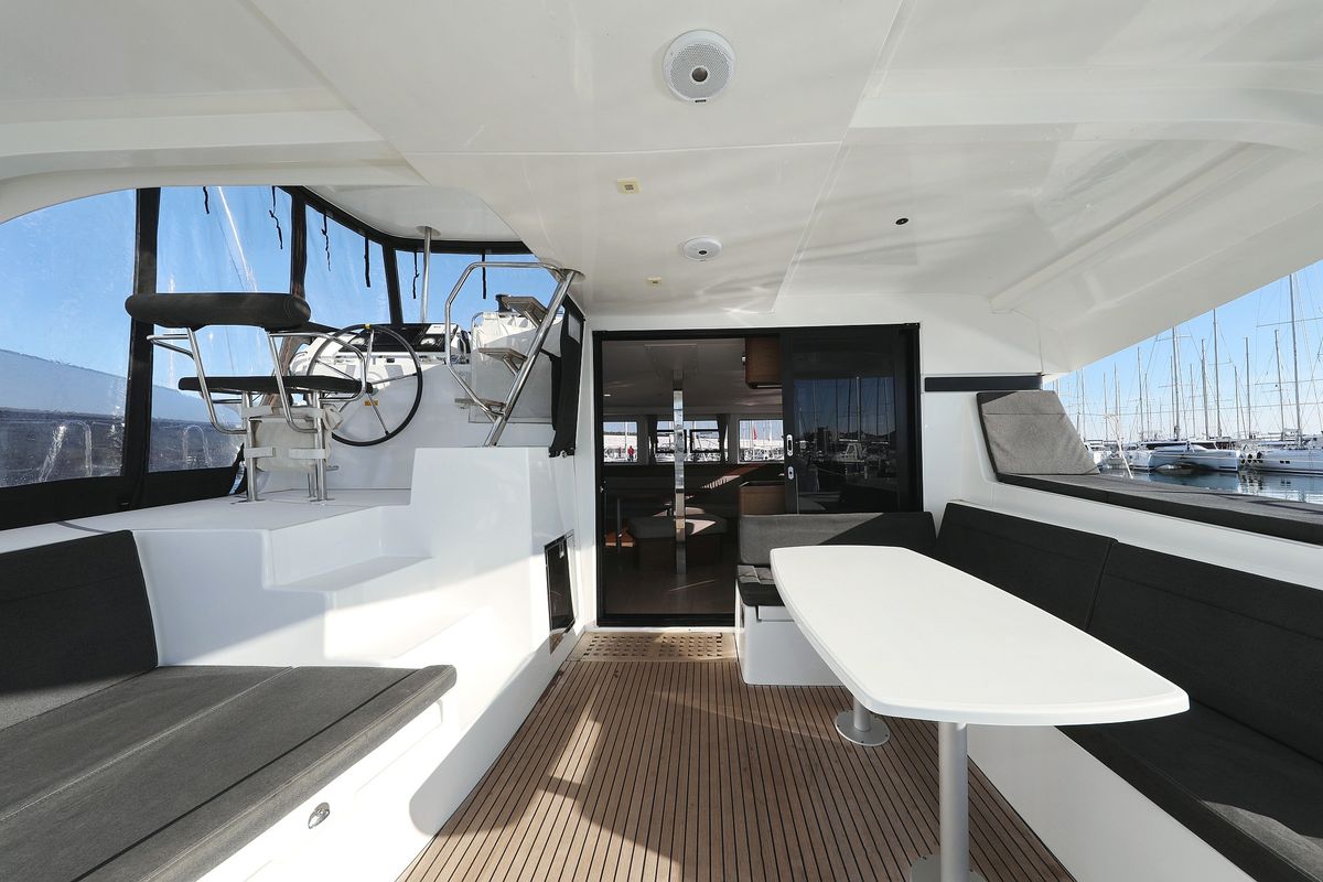 Deck of Fat Cat, a Lagoon 42 catamaran at Općina Sukošan, Croatia