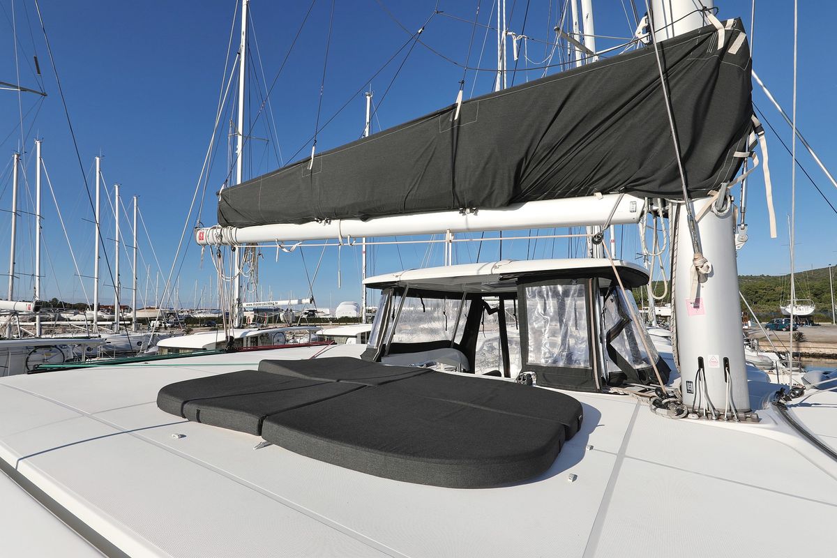 Deck of Fat Cat, a Lagoon 42 catamaran at Općina Sukošan, Croatia