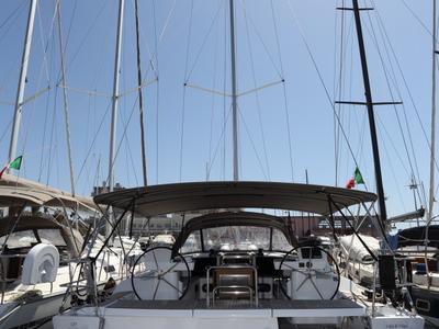Cockpit of Cala di Volpe, a Dufour 520 Grand Large sailboat at Cagliari, Italy
