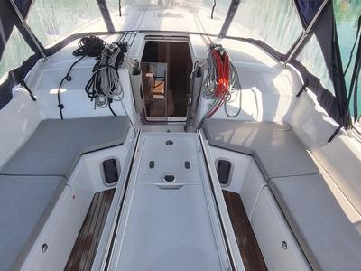 Deck of Leo, a Beneteau Oceanis 40.1 sailboat at Olbia, Italy