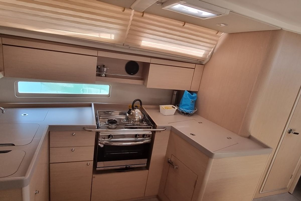 Galley of Leo, a Beneteau Oceanis 40.1 sailboat at Olbia, Italy