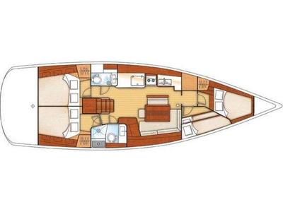 Floor plan of Stavros Tou Notou, a Beneteau Oceanis 46 sailboat at Municipal Unit of Rhodes, Greece