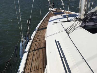Deck of Alkyoni, a Hanse Yachts Hanse 385 sailboat at Sami Municipal Unit, Greece