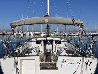 Cockpit of Alkyoni, a Hanse Yachts Hanse 385 sailboat at Sami Municipal Unit, Greece