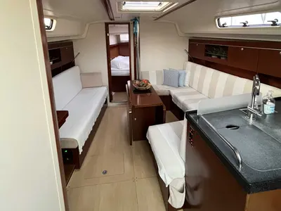 Salon of Alkyoni, a Hanse Yachts Hanse 385 sailboat at Sami Municipal Unit, Greece