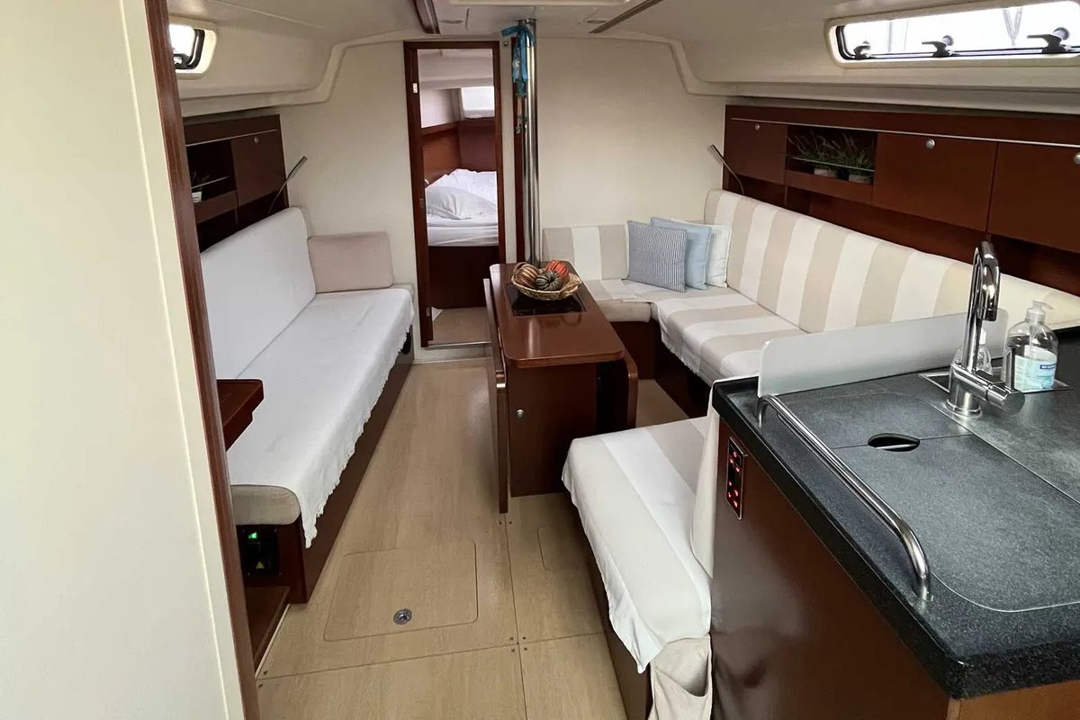 Salon of Alkyoni, a Hanse Yachts Hanse 385 sailboat at Sami Municipal Unit, Greece
