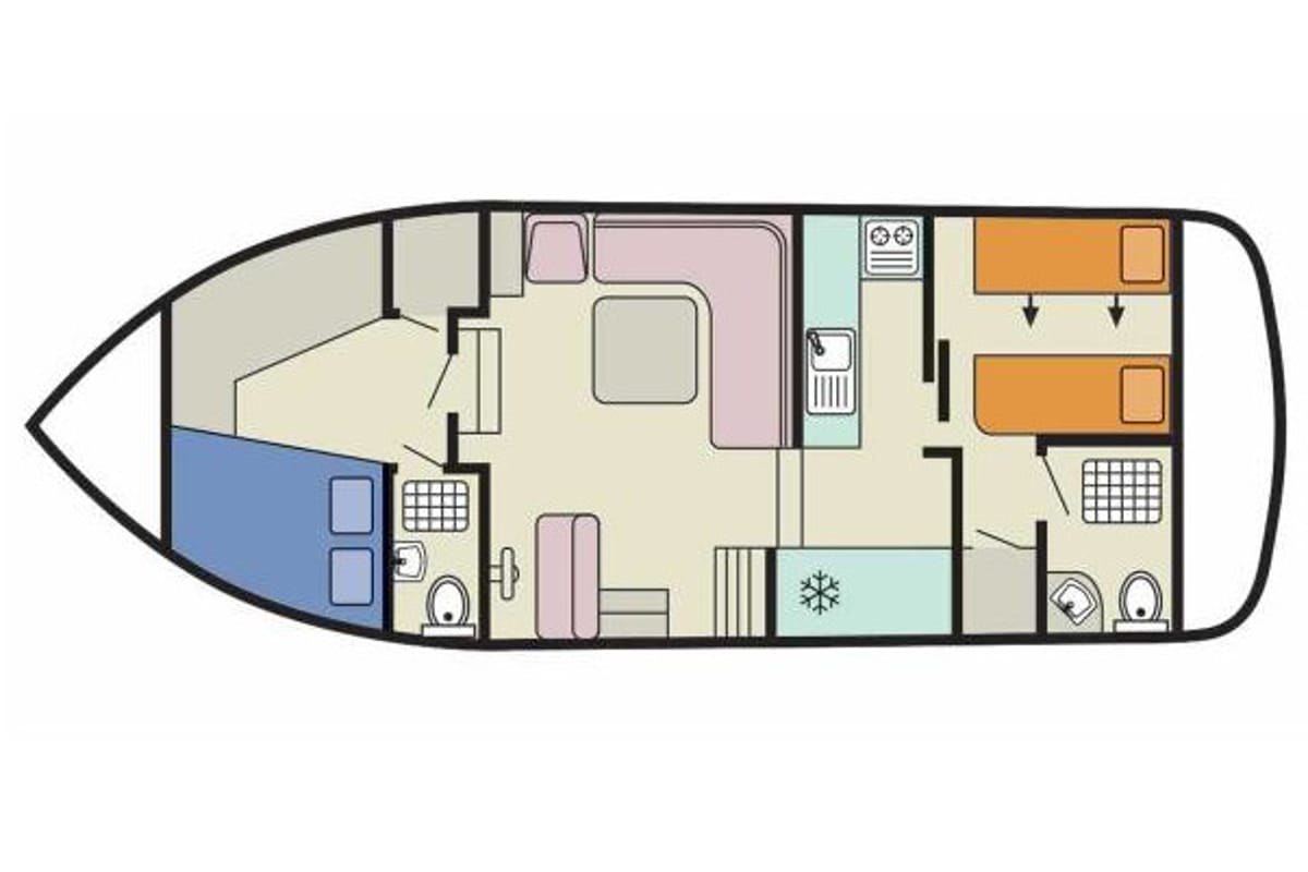 Floor plan of Corvette A - Budget 14, a Cygnet Corvette A motorboat at Portiragnes, France