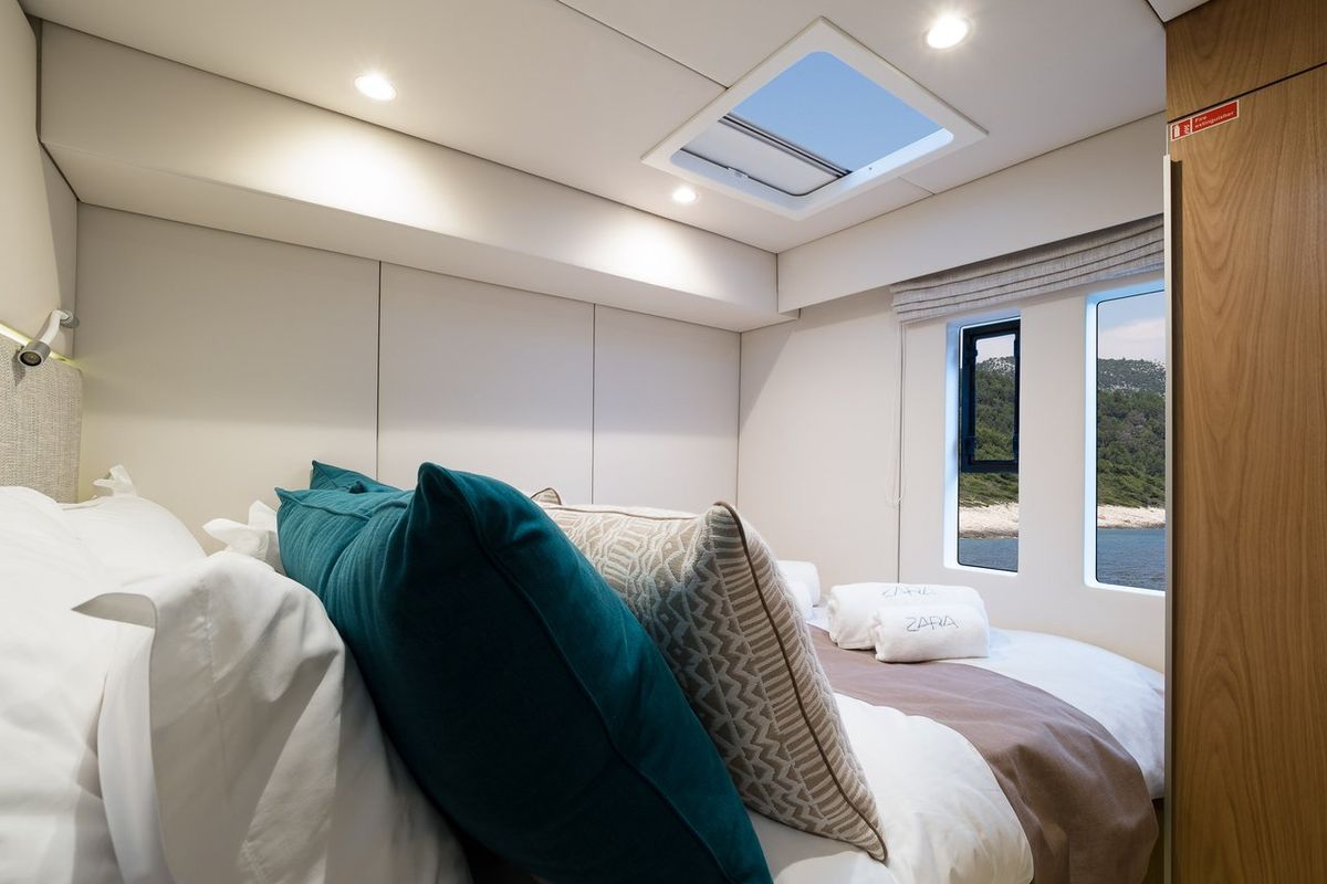Cabin on Zara, a Sunreef Yachts Sunreef 50 catamaran at Grad Kaštela, Croatia