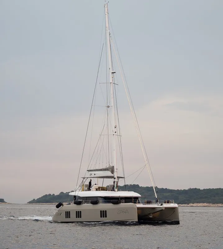 Exterior view of Zara, a Sunreef Yachts Sunreef 50 catamaran at Grad Kaštela, Croatia