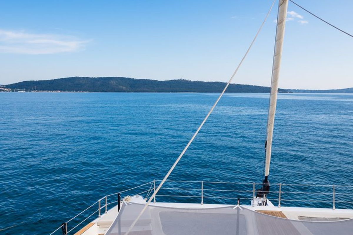 Deck of Zara, a Sunreef Yachts Sunreef 50 catamaran at Grad Kaštela, Croatia