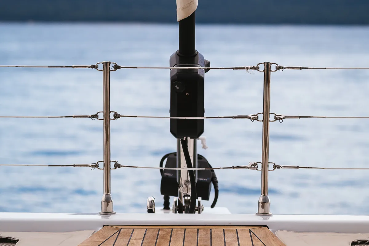 Deck of Zara, a Sunreef Yachts Sunreef 50 catamaran at Grad Kaštela, Croatia