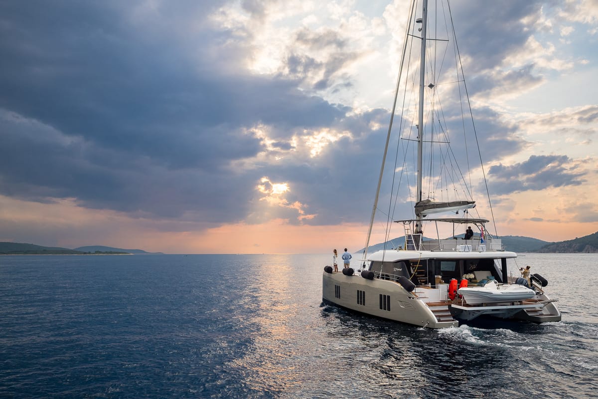 Salon of Zara, a Sunreef Yachts Sunreef 50 catamaran at Grad Kaštela, Croatia