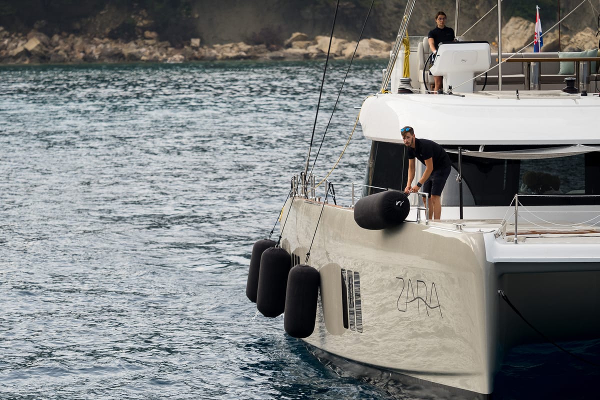 Exterior view of Zara, a Sunreef Yachts Sunreef 50 catamaran at Grad Kaštela, Croatia