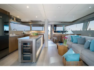 Salon of Zara, a Sunreef Yachts Sunreef 50 catamaran at Grad Kaštela, Croatia