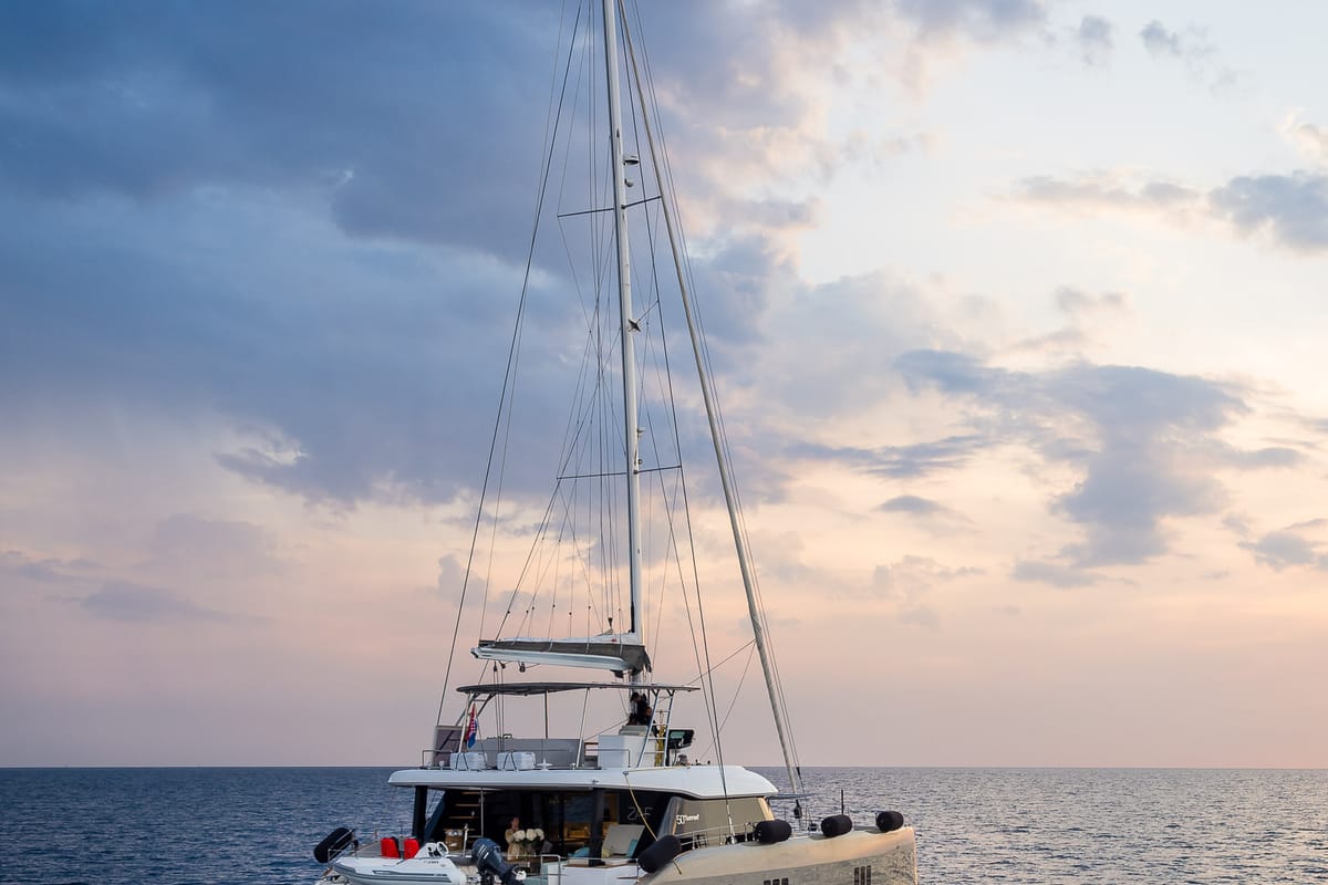 Exterior view of Zara, a Sunreef Yachts Sunreef 50 catamaran at Grad Kaštela, Croatia