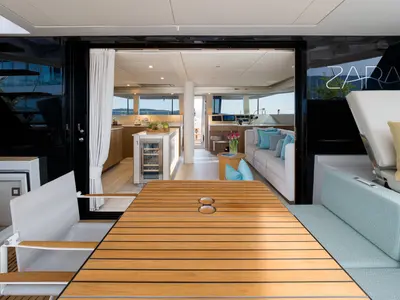 Deck of Zara, a Sunreef Yachts Sunreef 50 catamaran at Grad Kaštela, Croatia