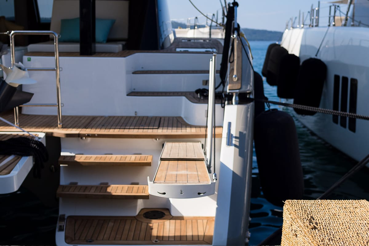 Exterior view of Zara, a Sunreef Yachts Sunreef 50 catamaran at Grad Kaštela, Croatia