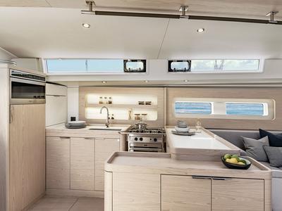 Galley of Philia, a Beneteau Oceanis 54 sailboat at es Jonquet, Spain