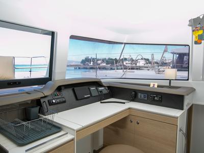 Cockpit of North Cat II, a Bali 4.1 catamaran at Sipias Municipal Unit, Greece