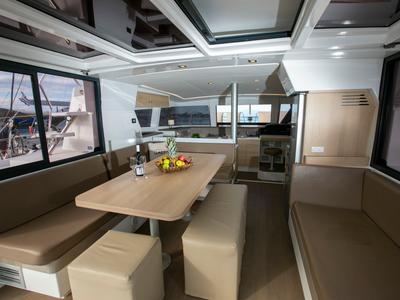 Salon of North Cat II, a Bali 4.1 catamaran at Sipias Municipal Unit, Greece
