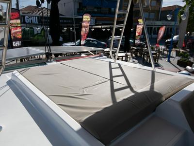 Deck of North Cat II, a Bali 4.1 catamaran at Sipias Municipal Unit, Greece