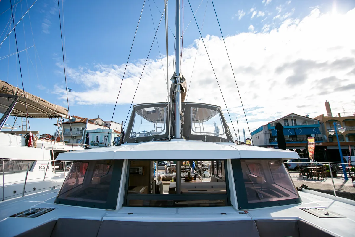 Exterior view of North Cat II, a Bali 4.1 catamaran at Sipias Municipal Unit, Greece