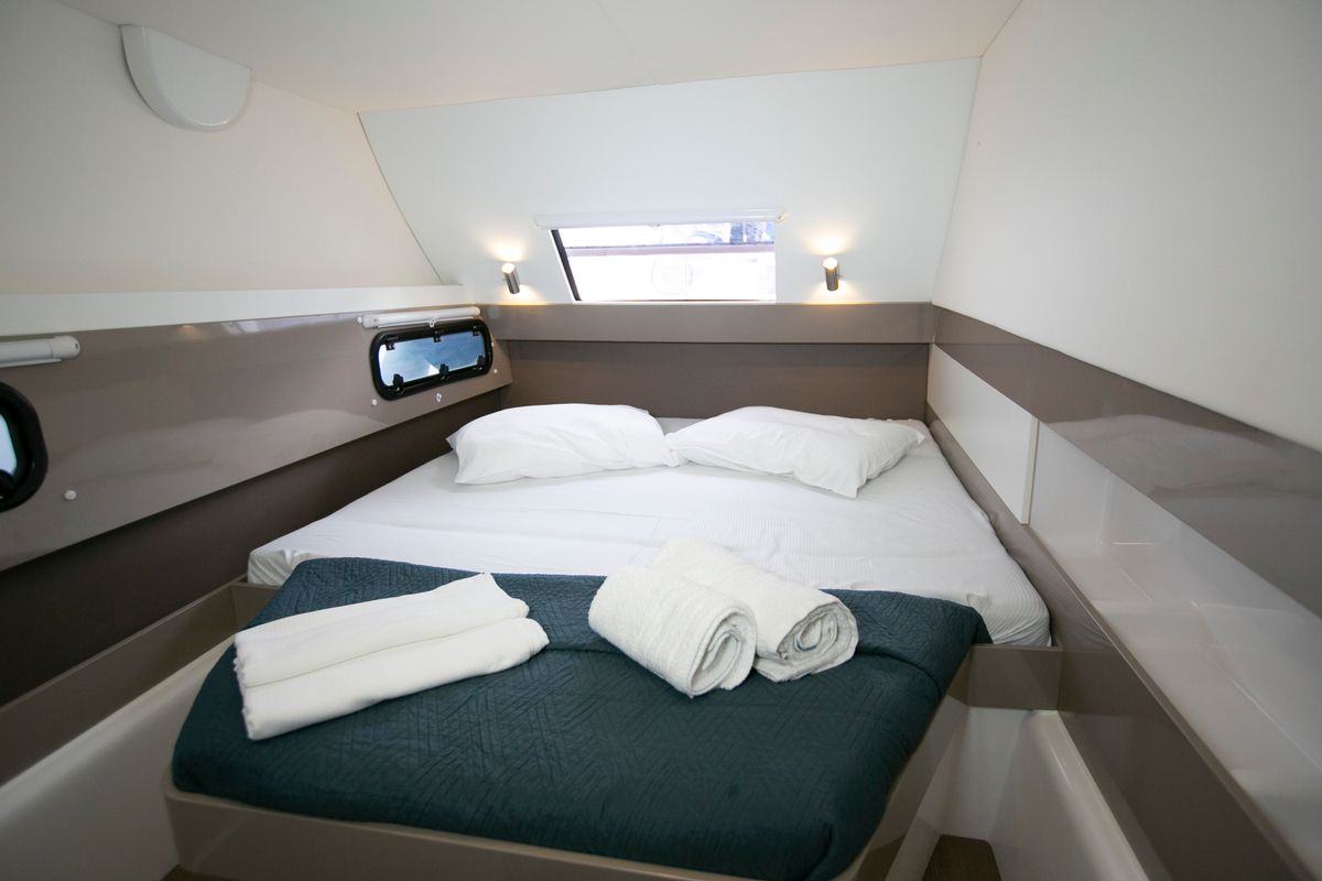 Cabin on North Cat II, a Bali 4.1 catamaran at Sipias Municipal Unit, Greece