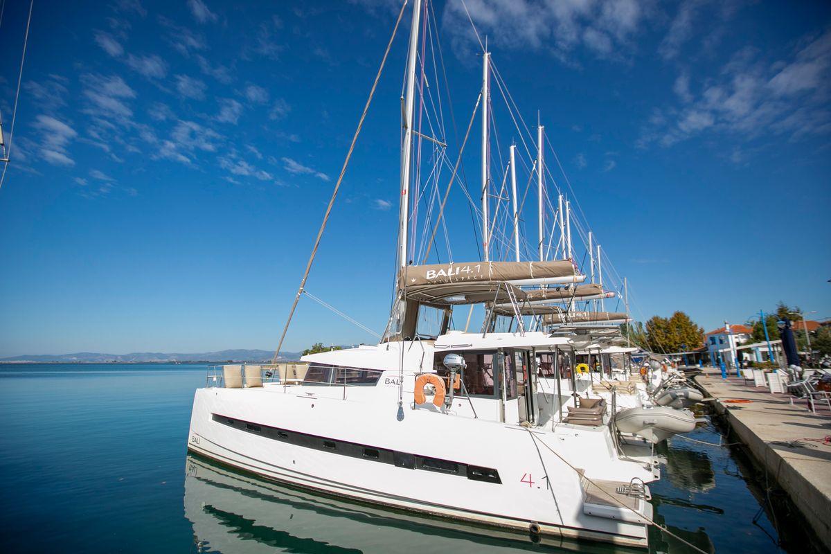 Exterior view of North Cat II, a Bali 4.1 catamaran at Sipias Municipal Unit, Greece