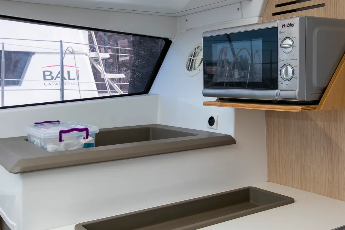 Galley of North Cat II, a Bali 4.1 catamaran at Sipias Municipal Unit, Greece