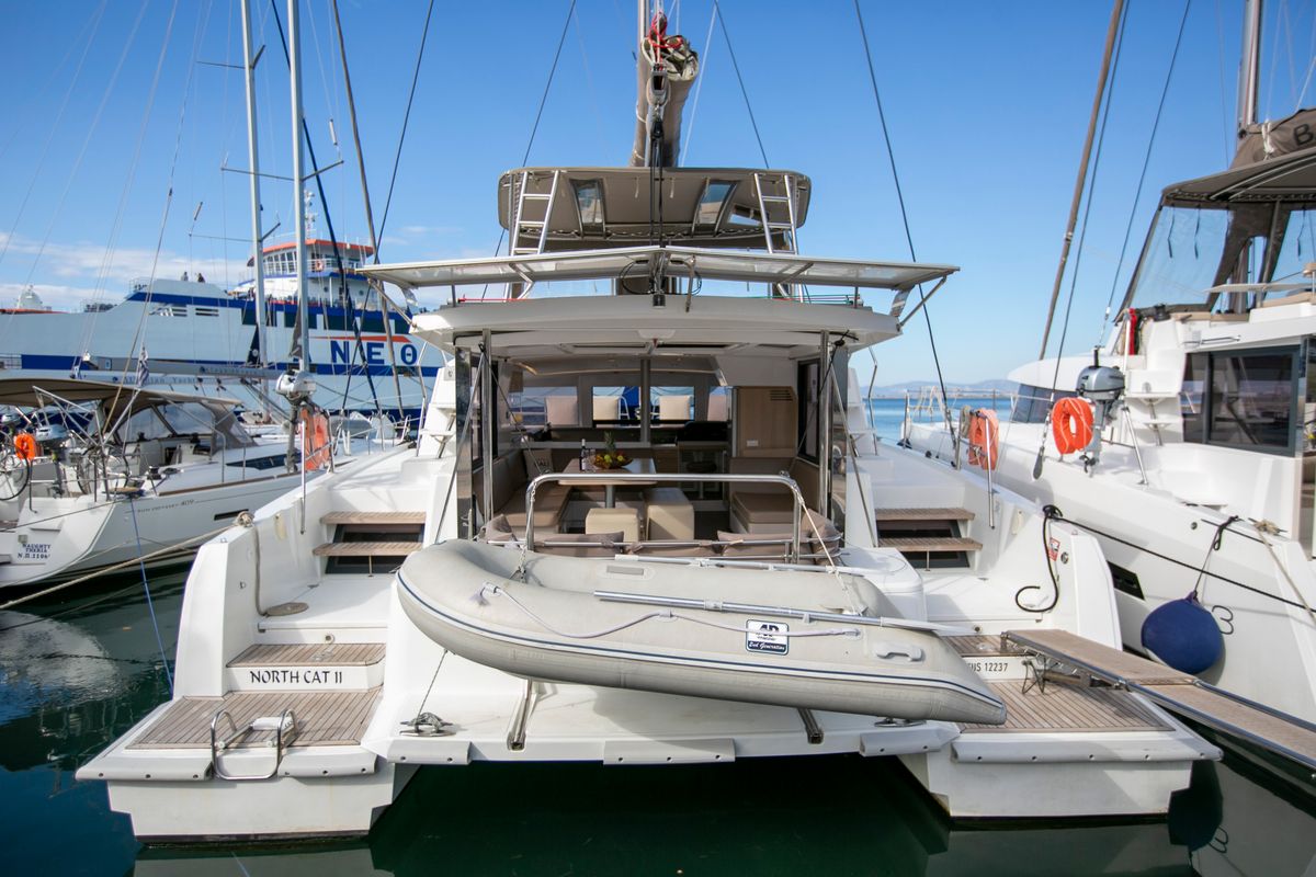 Exterior view of North Cat II, a Bali 4.1 catamaran at Sipias Municipal Unit, Greece