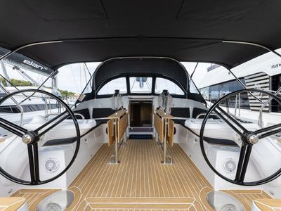 Cockpit of Elana, a Elan Impression 45 sailboat at Split, Croatia
