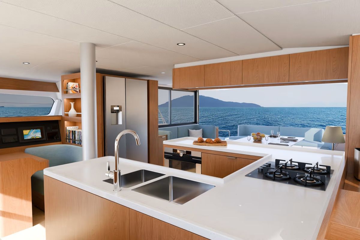 Galley of KOS 52.CAT1, a Bali 5.2 catamaran at Athens, Greece