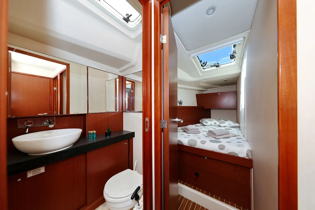 Cabin on Audrey, a Hanse Yachts Hanse 455 sailboat at Dubrovnik, Croatia