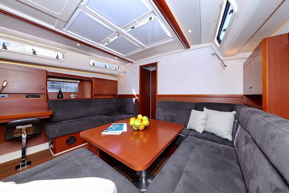 Salon of Audrey, a Hanse Yachts Hanse 455 sailboat at Dubrovnik, Croatia