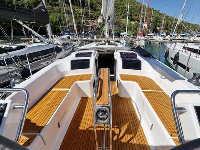 Deck of Audrey, a Hanse Yachts Hanse 455 sailboat at Dubrovnik, Croatia