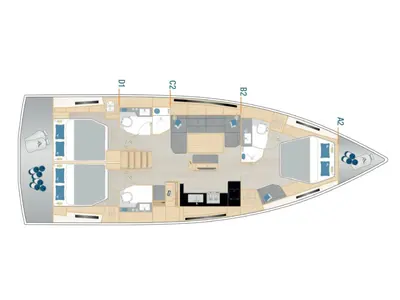 Floor plan of Sealavie, a Hanse Yachts Hanse 460 sailboat at Municipal Unit of Lefkada, Greece