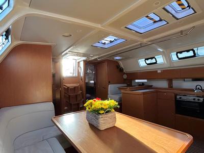 Salon of Leonidas VI, a Bavaria Cruiser 51 sailboat at Athens, Greece