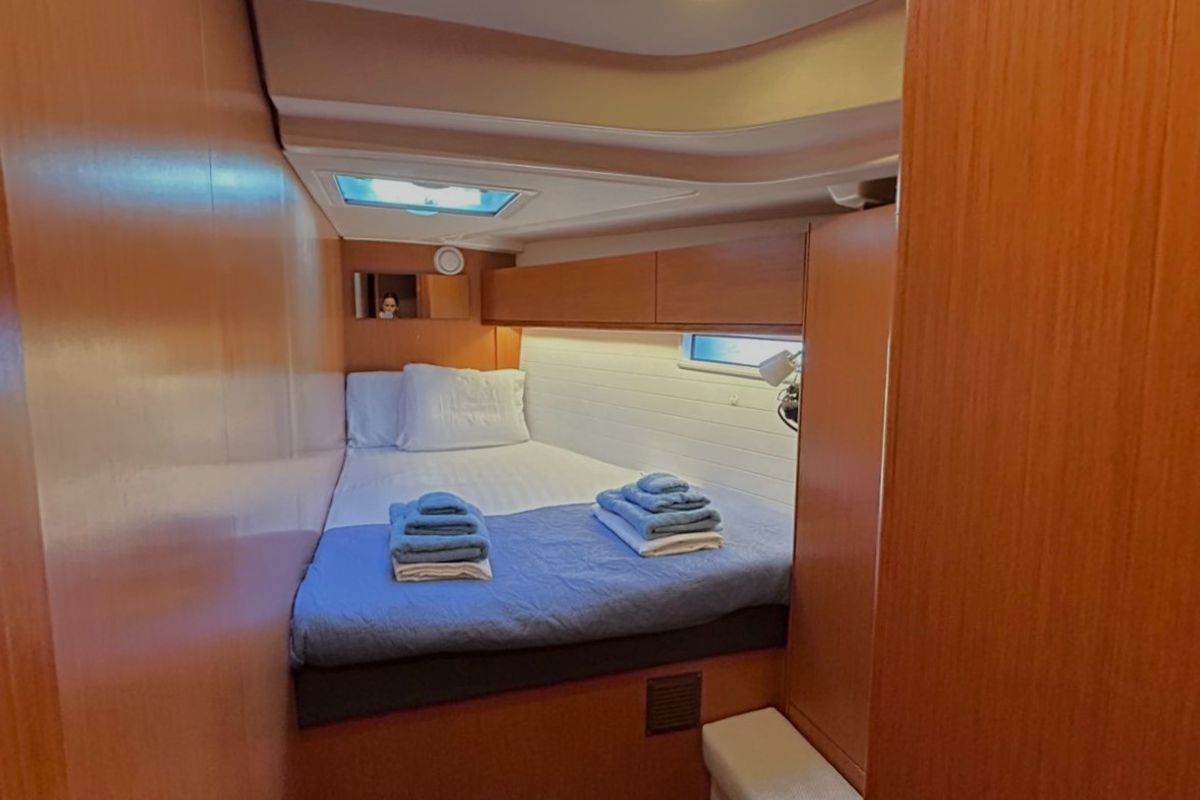 Cabin on Leonidas VI, a Bavaria Cruiser 51 sailboat at Athens, Greece