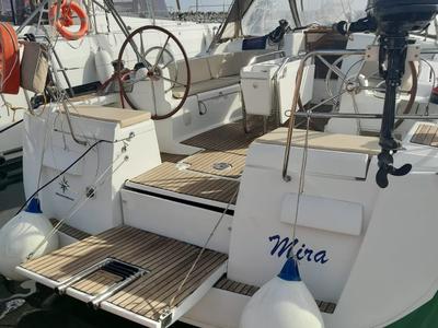 Cockpit of Mira, a Jeanneau Sun Odyssey 439 sailboat at Salerno, Italy