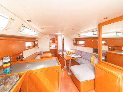 Galley of Huschel II, a Beneteau Oceanis 41 sailboat at Kos, Greece
