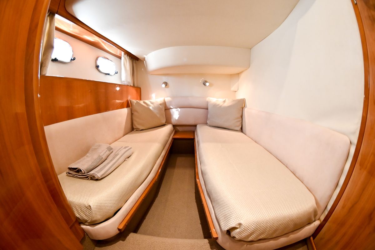 Cabin on Carina, a Princess Yachts Princess 45 motorboat at Athens, Greece