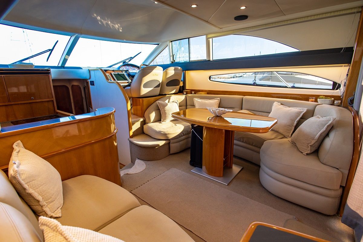 Salon of Carina, a Princess Yachts Princess 45 motorboat at Athens, Greece