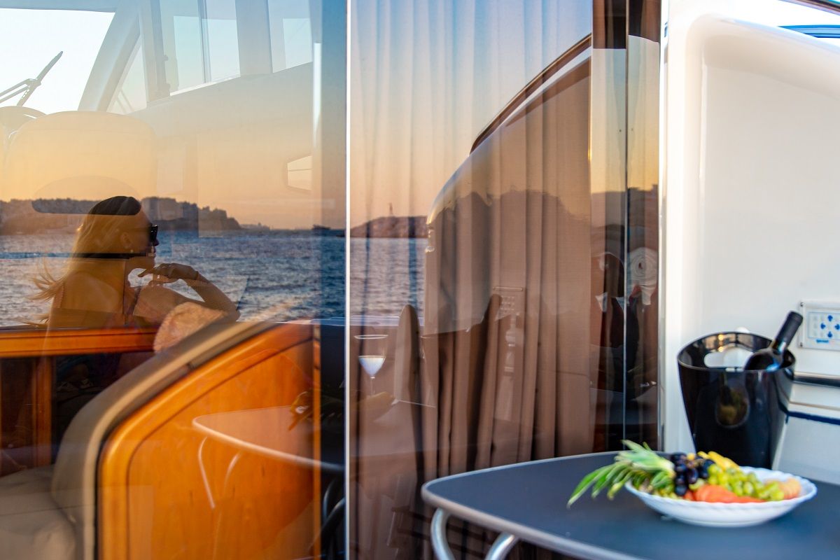 Deck of Carina, a Princess Yachts Princess 45 motorboat at Athens, Greece