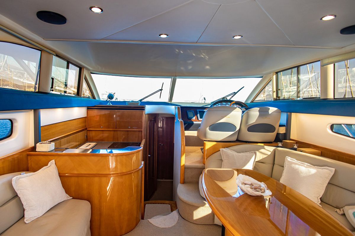 Salon of Carina, a Princess Yachts Princess 45 motorboat at Athens, Greece