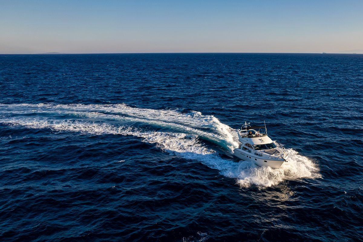 Exterior view of Carina, a Princess Yachts Princess 45 motorboat at Athens, Greece