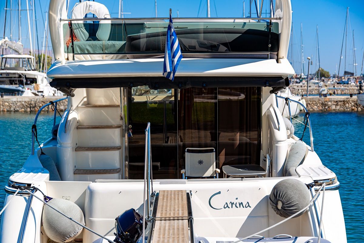 Exterior view of Carina, a Princess Yachts Princess 45 motorboat at Athens, Greece