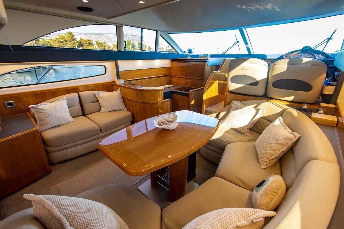 Salon of Carina, a Princess Yachts Princess 45 motorboat at Athens, Greece