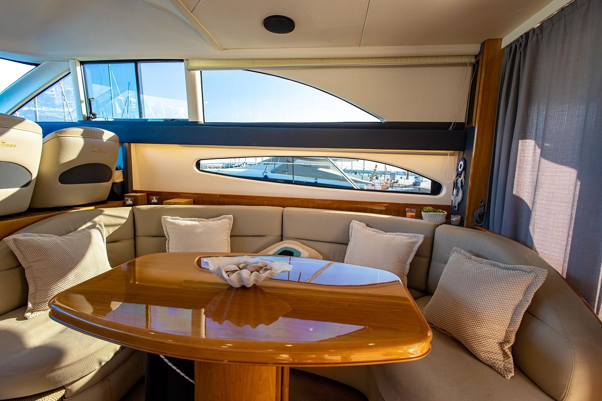 Salon of Carina, a Princess Yachts Princess 45 motorboat at Athens, Greece